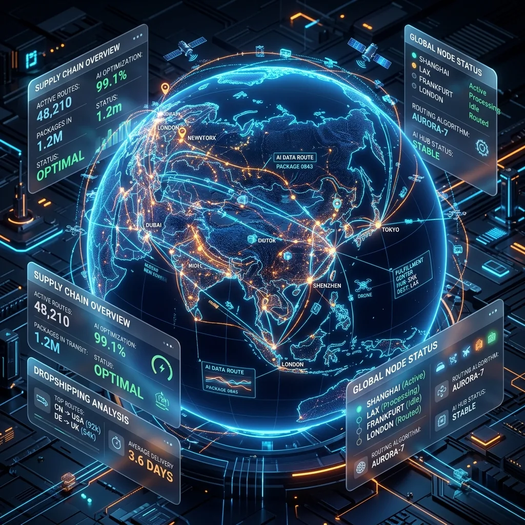 AI dropshipping fulfillment and supply chain visualization